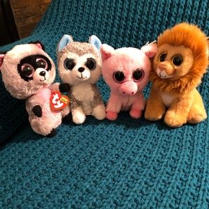 TY Beanie Boos- Rocco, Corky, Slush & VelveTY - Set of 4